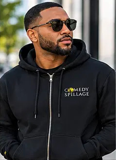 Comedy Spillage Signature Embroidery Unisex Zip-UP Hoodie